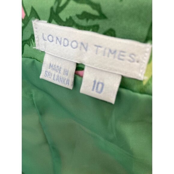 London Times Pink Green Floral Sleeveless Dress - Picture 5 of 5